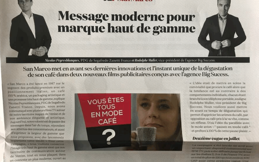 « Big Success accompagne San Marco pour sa première campagne TV »